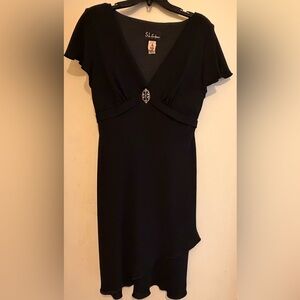 Vintage S.L. Fashions Black Cocktail Dress with Jewel Detail Size 12